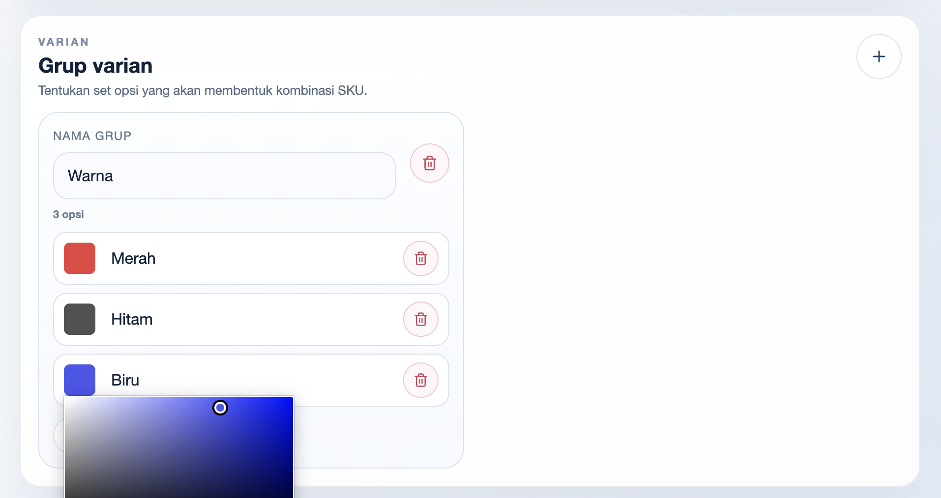 Color picker varian produk CMS Exwebs